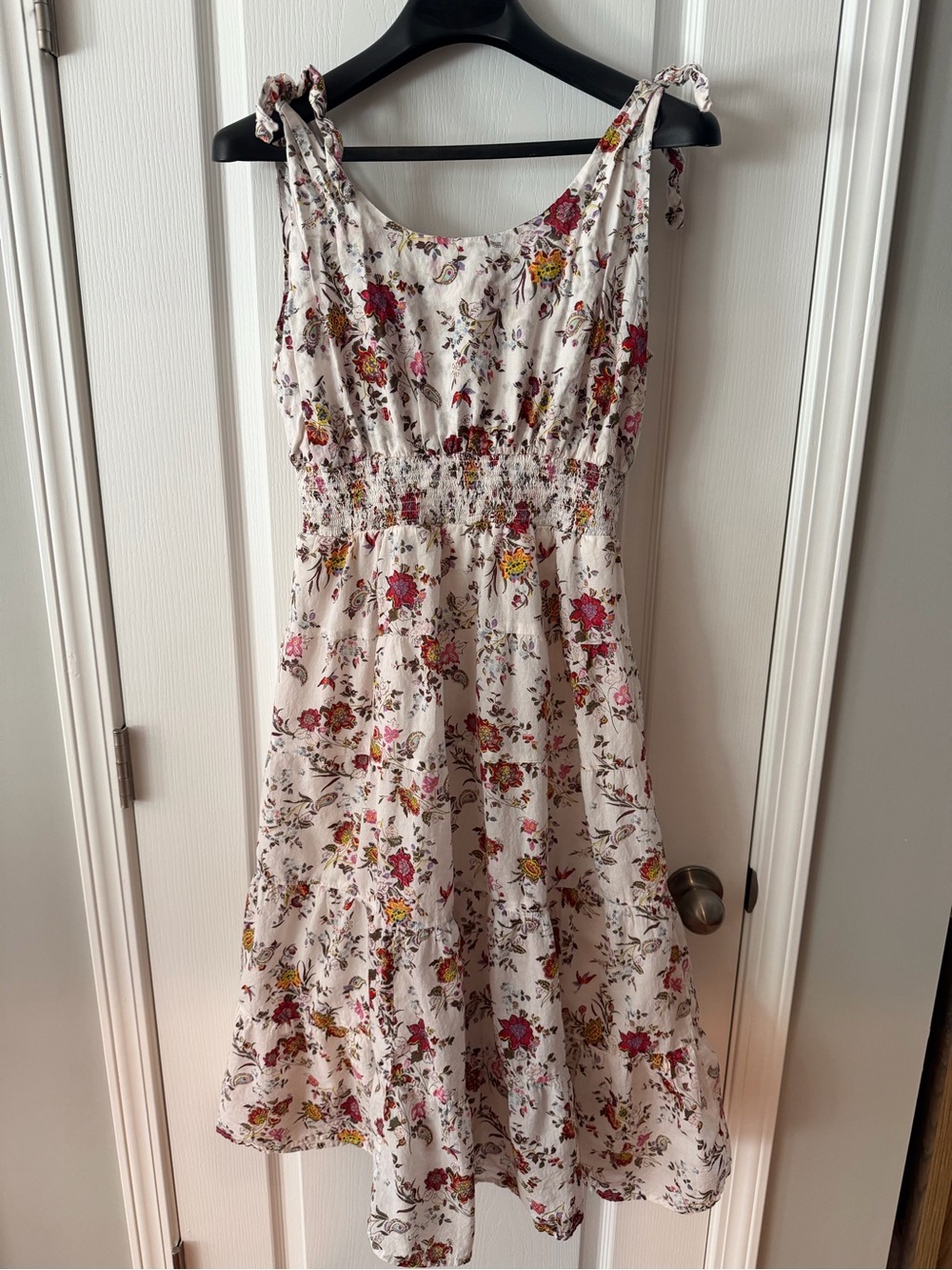 Chelsea & Theodore Cream Midi Dress with Pink & Yellow Floral Print